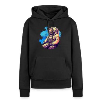 Paresseux dans l’espace - Sweat à capuche Premium bio Femme - noir - Devant - Julia (174cm)