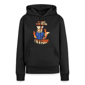 Nicht normales pelziges Schwanzohr pelzige Person Cosplay - Frauen Premium Bio Hoodie - Schwarz - Vorne - Julia (174cm)
