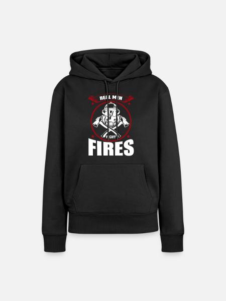 Echte Männer Bekämpfen Brände - Frauen Premium Bio Hoodie - Schwarz
