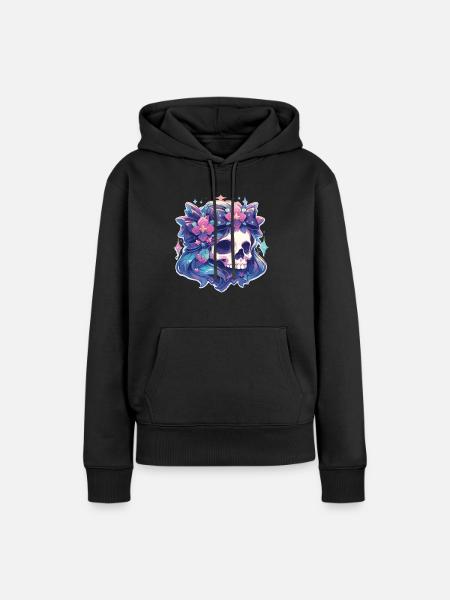 Totenkopf - Frauen Premium Bio Hoodie - Schwarz