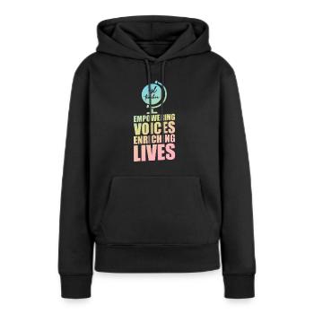 Enseignant d’anglais langue seconde |Langue anglaise |Pour les enseignants d’anglais langue seconde - Sweat à capuche Premium bio Femme - noir - Devant - Julia (174cm)
