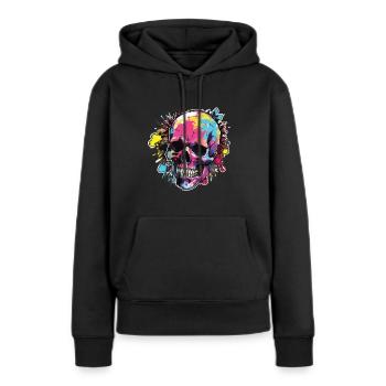 Crânes Crâne Crâne Crâne Os du crâne - Sweat à capuche Premium bio Femme - noir - Devant - Julia (174cm)