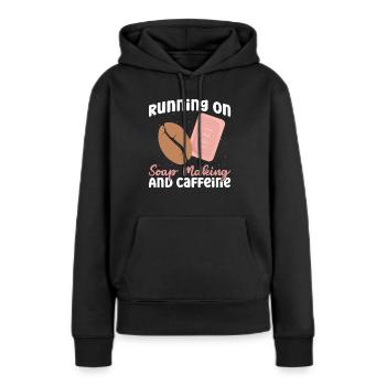 savon fabrication savon savonnière savonnerie savon chaudière - Sweat à capuche Premium bio Femme - noir - Devant - Julia (174cm)