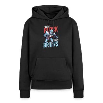 Fußball-Halloween blockiert Gehirne - Frauen Premium Bio Hoodie - Schwarz - Vorne - Julia (174cm)