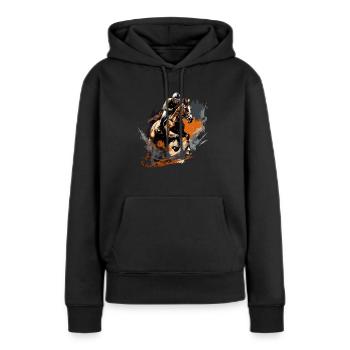 Cavalier au galop - Sweat à capuche Premium bio Femme - noir - Devant - Julia (174cm)