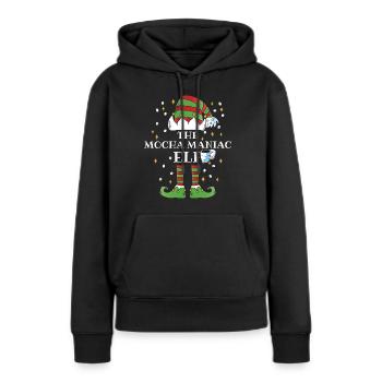 Le café Elfe Moka Maniac - Sweat à capuche Premium bio Femme - noir - Devant - Julia (174cm)
