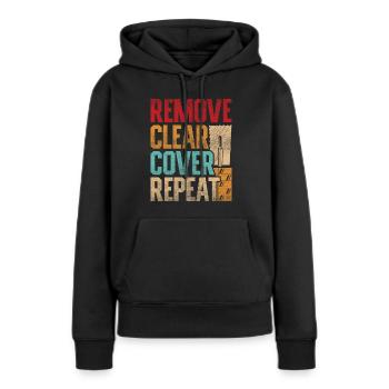 Calque de sol Calque de carrelage Supprimer Couvercle transparent Répéter - Sweat à capuche Premium bio Femme - noir - Devant - Julia (174cm)