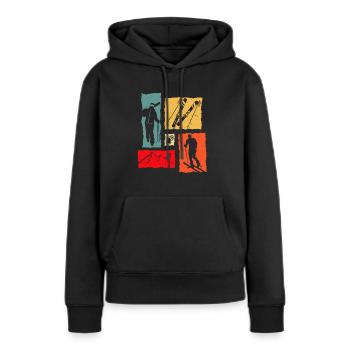 Touring Ski Retro - Frauen Premium Bio Hoodie - Schwarz - Vorne - Julia (174cm)