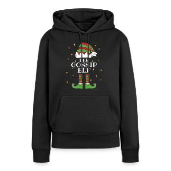 Der Gossip Elf - Familien Weihnachtsoutfit - Frauen Premium Bio Hoodie - Schwarz - Vorne - Julia (174cm)