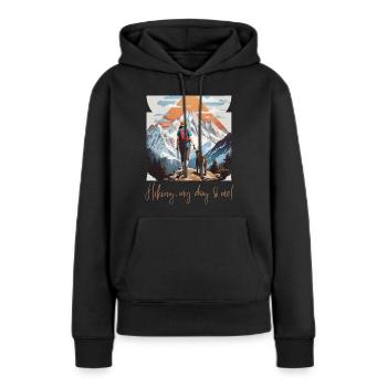 Wandern mit dem Hund - Frauen Premium Bio Hoodie - Schwarz - Vorne - Julia (174cm)