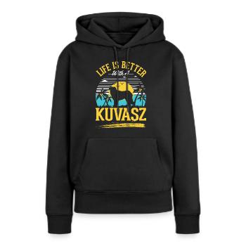 Le rafraîchissement est meilleur avec Kuvasz - Sweat à capuche Premium bio Femme - noir - Devant - Julia (174cm)