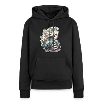 Crâne de squelette Crâne Crâne Crâne - Sweat à capuche Premium bio Femme - noir - Devant - Julia (174cm)