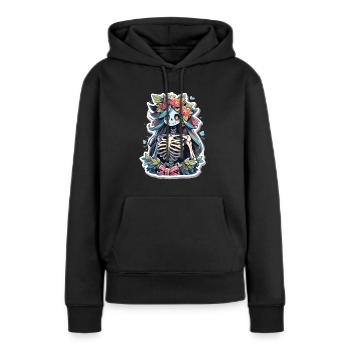 Crâne de squelette Crâne Crâne Crâne - Sweat à capuche Premium bio Femme - noir - Devant - Julia (174cm)
