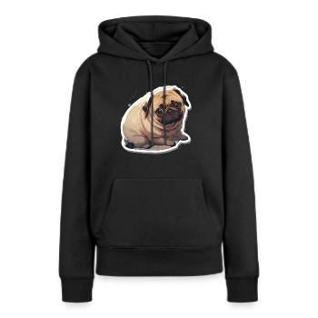 Carlin Carlin Chien Carlin Vivre Carlin Cadeaux - Sweat à capuche Premium bio Femme - noir - Devant - Julia (174cm)