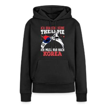 Korea - Frauen Premium Bio Hoodie - Schwarz - Vorne - Julia (174cm)