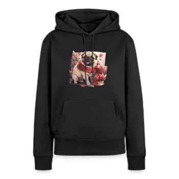 Carlin Carlin Chien Carlin Noël Carlin Noël - Sweat à capuche Premium bio Femme - noir - Devant - Julia (174cm)