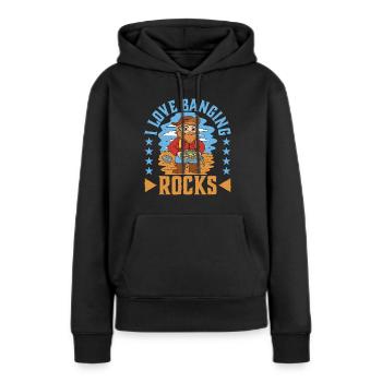 I Love Banging Rocks - Frauen Premium Bio Hoodie - Schwarz - Vorne - Julia (174cm)