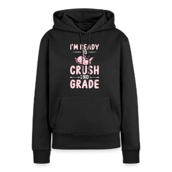 Je suis prêt à conquérir la 2e classe - Sweat à capuche Premium bio Femme - noir - Devant - Julia (174cm)