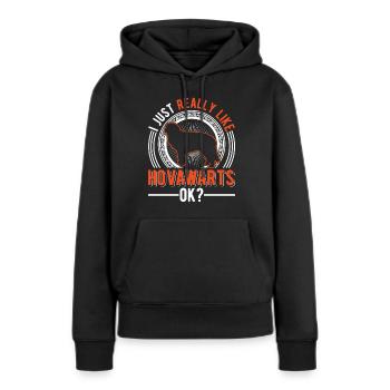 J’aime bien Hovawarts - Sweat à capuche Premium bio Femme - noir - Devant - Julia (174cm)