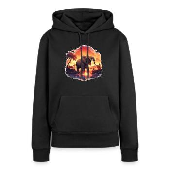 Éléphant, Éléphant, Pachyderme, Animal, Afrique, Safari - Sweat à capuche Premium bio Femme - noir - Devant - Julia (174cm)