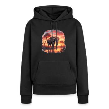 Éléphant, Éléphant, Pachyderme, Animal, Afrique, Safari - Sweat à capuche Premium bio Femme - noir - Devant - Julia (174cm)