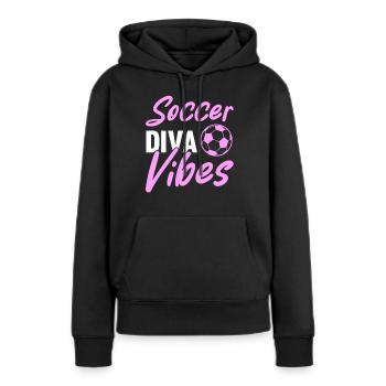 Soccer féminin, Football féminin, Football féminin - Sweat à capuche Premium bio Femme - noir - Devant - Julia (174cm)