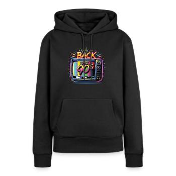 Retour aux années 90 90 90 90 90 90 Fête 90 Années 90 - Sweat à capuche Premium bio Femme - noir - Devant - Julia (174cm)