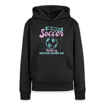 Soccer féminin, Football féminin, Football féminin - Sweat à capuche Premium bio Femme - noir - Devant - Julia (174cm)
