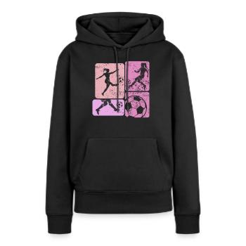 Soccer féminin, Football féminin, Football féminin - Sweat à capuche Premium bio Femme - noir - Devant - Julia (174cm)
