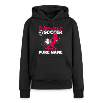 Soccer féminin, Football féminin, Football féminin - Sweat à capuche Premium bio Femme - noir - Devant - Julia (174cm)