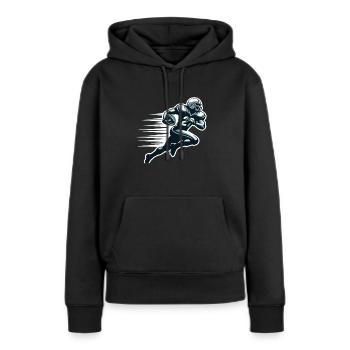 Footballeur, quarterback de football américain - Sweat à capuche Premium bio Femme - noir - Devant - Julia (174cm)