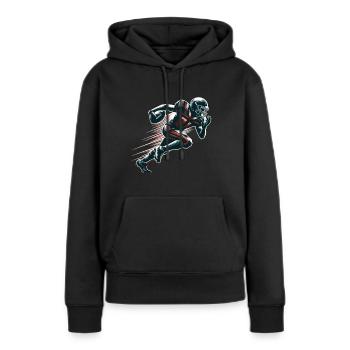 Footballeur, quarterback de football américain - Sweat à capuche Premium bio Femme - noir - Devant - Julia (174cm)