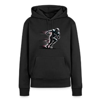 Footballeur, quarterback de football américain - Sweat à capuche Premium bio Femme - noir - Devant - Julia (174cm)