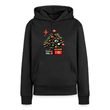 Arbre de Noël Arbre de Noël Arbre de Noël - Sweat à capuche Premium bio Femme - noir - Devant - Julia (174cm)