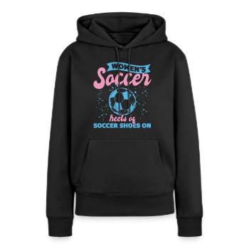 Soccer féminin, Football féminin, Football féminin - Sweat à capuche Premium bio Femme - noir - Devant - Julia (174cm)