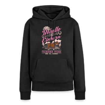 Freiberger Pferd Einhorn - Frauen Premium Bio Hoodie - Schwarz - Vorne - Julia (174cm)