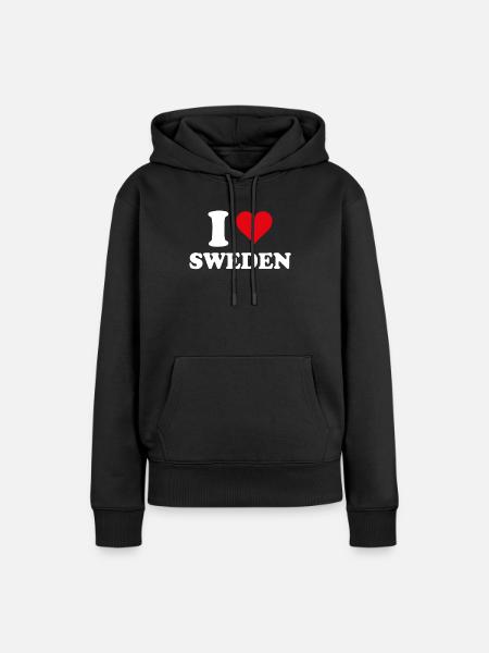 I Love Suède Coeur Cadeau Suédois Suédoise - Ekologisk premiumluvtröja dam - svart