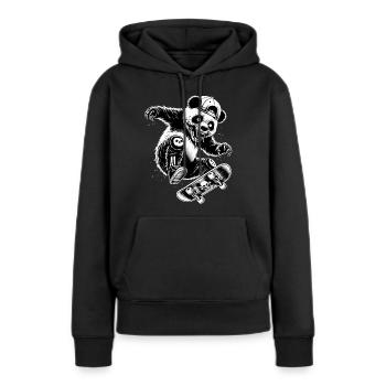 Skateboard Panda Bär Zombie Ollie Kick-Flip - Frauen Premium Bio Hoodie - Schwarz - Vorne - Julia (174cm)
