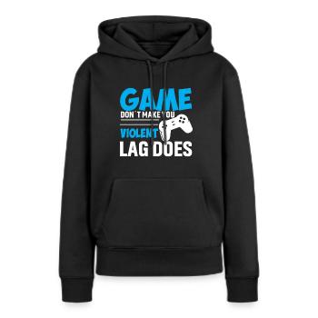 Le jeu ne vous rend pas violent The Lag - Sweat à capuche Premium bio Femme - noir - Devant - Julia (174cm)