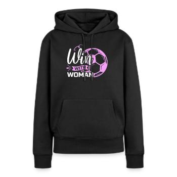 Soccer féminin, Football féminin, Football féminin - Sweat à capuche Premium bio Femme - noir - Devant - Julia (174cm)