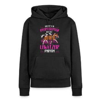 Lewitzer Parfüm Lewitzer Pferd Geruch - Frauen Premium Bio Hoodie - Schwarz - Vorne - Julia (174cm)