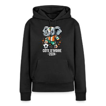 Elfenbeinküste 2024 Ivorischer Elefant Fußball Trikot - Frauen Premium Bio Hoodie - Schwarz - Vorne - Julia (174cm)