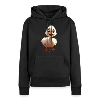 Oie, Oie, Poussin, Oie mignonne, Canard, Petites Oies - Sweat à capuche Premium bio Femme - noir - Devant - Julia (174cm)