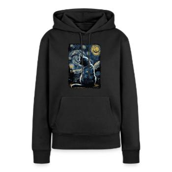 Cat Starry Night - Women’s Premium Organic Hoodie - black - Front - Julia (174cm)