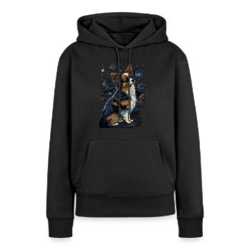 Papillon Hund Starry Night - Frauen Premium Bio Hoodie - Schwarz - Vorne - Julia (174cm)