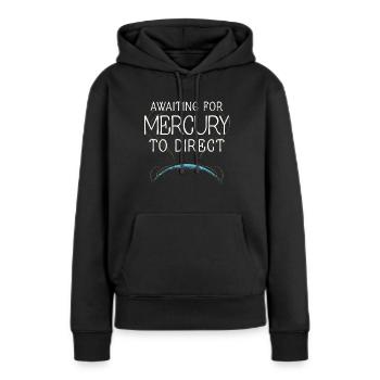 Mercure rétrograde - Sweat à capuche Premium bio Femme - noir - Devant - Julia (174cm)