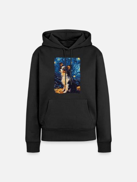 Papillon Hund Starry Night - Frauen Premium Bio Hoodie - Schwarz
