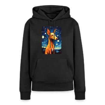 Podenco Nuit étoilée - Sweat à capuche Premium bio Femme - noir - Devant - Julia (174cm)