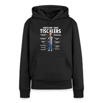 Anatomie d’un charpentier - Sweat à capuche Premium bio Femme - noir - Devant - Julia (174cm)