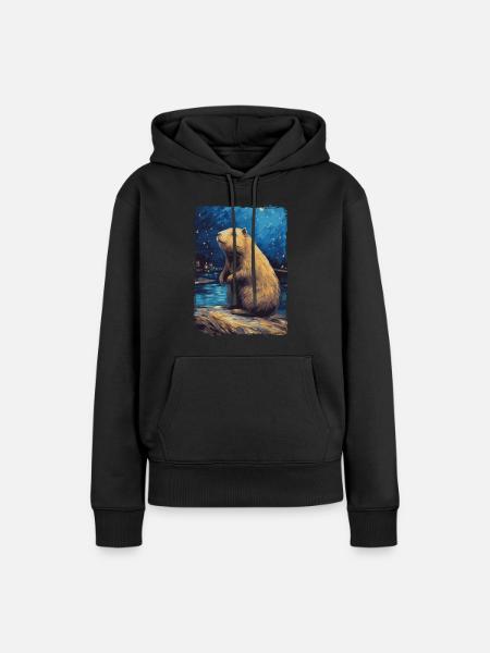 Wasserschwein Starry Night - Frauen Premium Bio Hoodie - Schwarz